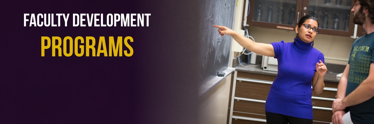 Background promo, teacher pointing at chalk board, talking with male student.